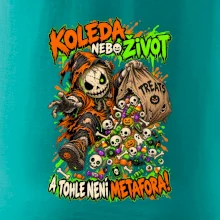Halloweenský koledník s pytlem strašidelných sladkostí
