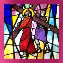 Vitráž - Ježíš a kříž