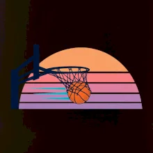 Retro západ slunce a basketbalový koš