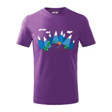 Lyžař a barevné hory