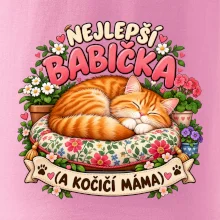Nejlepší babička a kočičí máma spící zrzavý kocour
