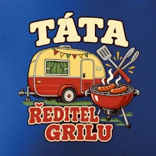 Táta ředitel grilu rodinné kempování s karavanem