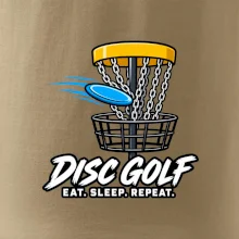 Discgolfový koš s letícím diskem eat sleep repeat