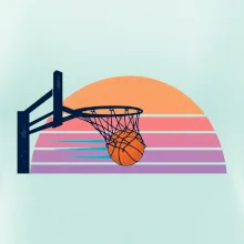 Retro západ slunce a basketbalový koš