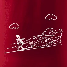 Kreslený lyžař na horách