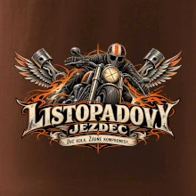 Listopadový motorkář se strojem a ohnivými křídly