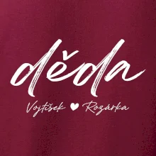 Děda Tričko se jmény dětí psací písmo