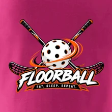 Florbalové hokejky s děrovaným míčkem eat sleep repeat