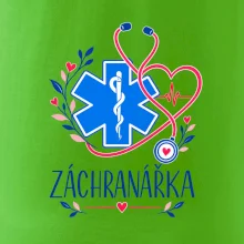 Záchranářka s květy a křížem
