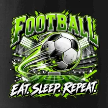 Fotbalový míč a stadion eat sleep repeat