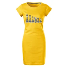 Šachové figurky v řadě - kreslené