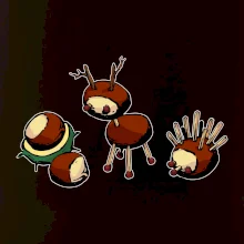 Kaštanová zvířátka - v řadě