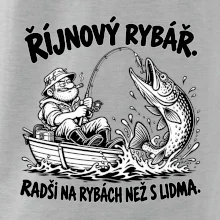 Říjnový rybář v loďce s obří štikou