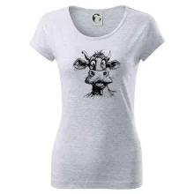 Černobílá karikatura světlá kráva hlava