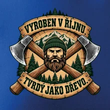 Dřevorubec vyroben v říjnu s překříženými sekerami