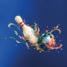 Bowling akvarelová koule a kuželka