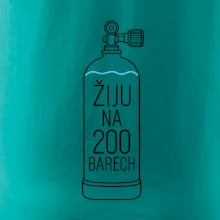 Žiju na 200 barech potápěčská lahev s modrou vlnovkou