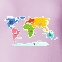 Světové kontinenty s názvy a zvířátky