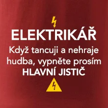 Elektrikář - hlavní jistič - Nápis na zádech