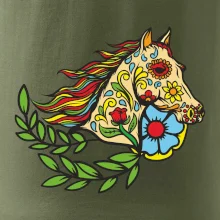 Kůň barevný s listy