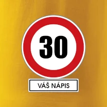 Dopravní značka - rychlost 30 - váš nápis