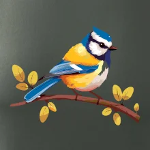 Sýkorka modřinka kreslená