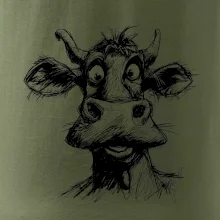 Černobílá karikatura světlá kráva hlava