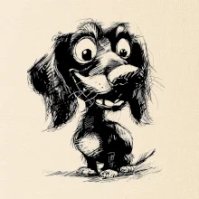 Černobílá karikatura jezevčík Černobílá karikatura jezevčík