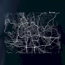 Černobílá mapa Brno