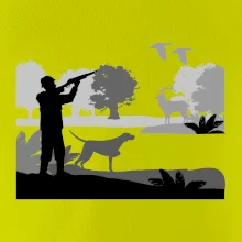 Lovec a ohař v lese