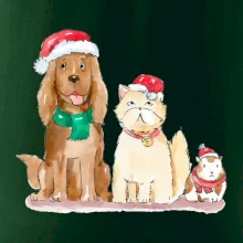 Veselé vánoce - pes, křeček a kočka