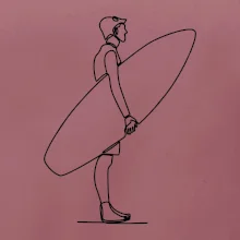 Surfař stojící jedním tahem