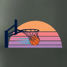 Retro západ slunce a basketbalový koš