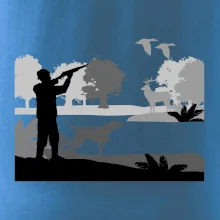 Lovec a ohař v lese