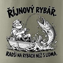 Říjnový rybář v loďce s obří štikou