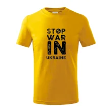 Černý nápis Stop war in ukraine
