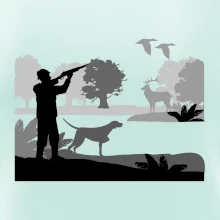 Lovec a ohař v lese