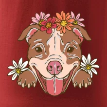 Americký stafordširský teriér hlava s květinami