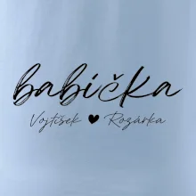 Babička Tričko se jmény dětí psací písmo