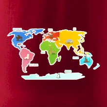 Světové kontinenty s názvy a zvířátky