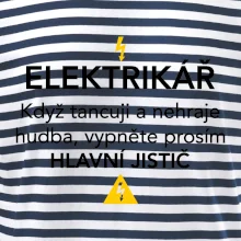 Elektrikář - hlavní jistič - Nápis na zádech