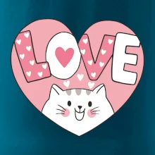 Kočka love - růžové srdce