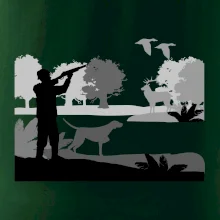 Lovec a ohař v lese