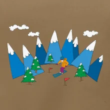 Lyžař a barevné hory