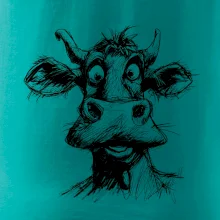 Černobílá karikatura světlá kráva hlava