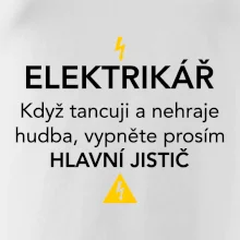 Elektrikář - hlavní jistič - Nápis na zádech
