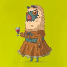 Alpaka s vínem žena