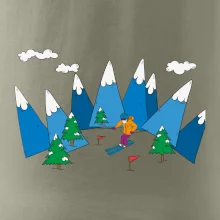 Lyžař a barevné hory