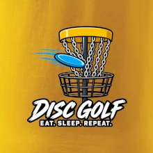 Discgolfový koš s letícím diskem eat sleep repeat