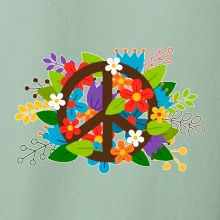 Peace symbol prorostlý květinami